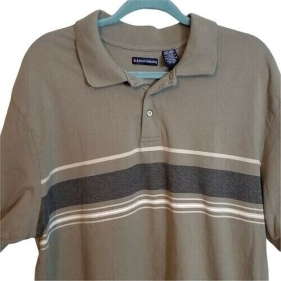 Knights Bridge Mens Sz XL Gray Green Striped Short Sleeve Polo Shirt - Picture 8 of 9